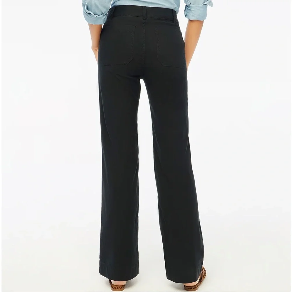 J. Crew Wide-Leg‎ High Waist Denim Black Jeana All Day Stretch Size 31 NWT